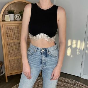 NWT Zara Rhinestone Finished Seamless Collection Top